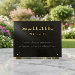 Plaque funéraire personnalisable en granit gravé avec dorure or 24 carats