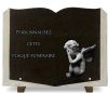 Plaque tombale en forme livre ouvert en granit avec ange (2)