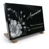 Plaque funéraire granit personnalisable avec bouquet fleurs modernes (2)