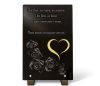 Plaque funéraire granit avec bouquet de roses, coeur doré et épitaphes à personnaliser (2)