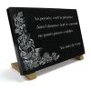 Plaque tombale en granit avec bouquet de fleurs, notes de musique, textes à personnaliser (2)