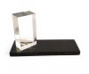 Plaque tombale moderne en granit et bloc verre avec gravure fleurs : rose (2)