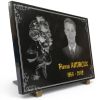 Plaque funéraire avec photo, fleurs et dorures. En granit gravé à personnaliser (2)