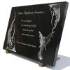 Plaque funéraire personnalisée avec ange et fleurs modernes en granit gravé (2)