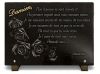 Plaque mortuaire Bouquet fleurs roses et texte doré sur granit gravé à personnaliser (2)