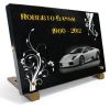 Plaque funéraire voiture Lamborghini avec dorure et fleurs. Granit à personnaliser (2)