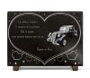 Plaque mortuaire avec voiture Citroën traction, coeurs et textes personnalisables (2)
