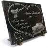 Plaque funéraire coeur en granit, voiture Renault R8, colombe, à personnaliser (2)
