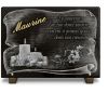 Plaque tombale avec bougies, bouquet de fleurs, texte doré et parchemin à personnaliser (2)