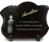 Plaque funéraire galbée en granit avec bougie, cierge, texte doré à personnaliser (2)