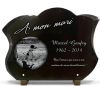 Plaque mortuaire pour chasseur avec chien de chasse, granit galbé et gravure personnalisable (2)