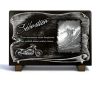 Plaque funéraire avec moto Harley Davidson, vague et parchemin en granit personnalisable (2)