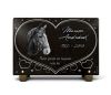 Plaque funéraire personnalisée cheval, coeur et textes gravés sur granit personnalisables (2)