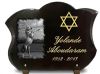 Plaque funéraire juive israélite avec étoile de David et texte doré. Motif et texte personnalisables (2)