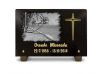 Plaque funéraire palmiers, cocotiers avec croix chrétienne dorée, thème tahiti, Guadeloupe (2)
