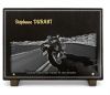 Plaque mortuaire moto sur route et texte doré. Gravure sur granit à personnaliser. (2)