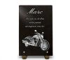 Plaque décès motard, gravure sur granit : moto et textes personnalisables (2)