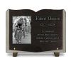 Plaque funéraire personnalisable, course cycliste, forme livre ouvert en granit (2)