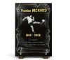Plaque funèbre footballeur en granit personnalisable avec parchemin et texte dorés (2)