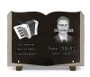 Plaque funéraire forme livre ouvert en granit, photo portrait et accordéon à personnaliser (2)