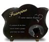 Plaque funéraire en granit, forme galbée, chat, coeur et texte doré à personnaliser (2)
