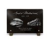Plaque funéraire avec trains : TGV et locomotive pour cheminot. Gravure personnalisable sur granit (2)