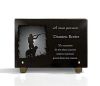Plaque mortuaire personnalisable, chasseur avec son chien et texte sur granit gravé (2)