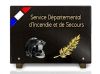 Plaque mortuaire, casque de pompier, palme dorée, drapeau et texte à personnaliser (2)