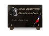 Plaque tombale personnalisable en granit avec casque pompier F1, drapeau et texte gravés (2)