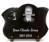 Plaque funéraire galbée en granit avec portrait, casque pompier et texte à personnaliser (2)
