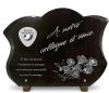 Plaque funéraire galbée avec insigne police nationale, bouquet de roses et texte à personnaliser (2)