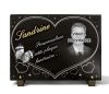 Plaque funèbre avec coeurs, papillon et photo gravée. Gravure sur granit personnalisable (2)