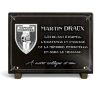 Plaque funéraire personnalisable en granit avec logo sapeur pompier, bordure décorative et texte (2)