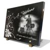 Plaque funéraire personnalisée avec postier facteur et fleurs modernes avec texte (2)