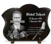 Plaque funéraire avec photo, fleurs, micro sur granit galbé personnalisable (2)