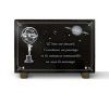 Plaque funéraire thème astronomie avec planétarium, Saturne et texte gravés sur granit (2)
