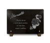 Plaque tombale personnalisable avec bouquet de fleurs et texte sur granit gravé (2)