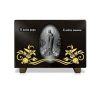 Plaque mortuaire Sainte vierge Marie et fleurs dorées, gravure sur granit à personnaliser (2)
