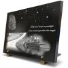 Plaque funéraire avec brouette, jardin à la campagne, chêne et chemin (2)