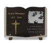 Plaque mortuaire pétanque avec croix dorée sur livre en granit à personnaliser (2)