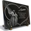 Plaque mortuaire ange et coeurs avec texte gravés sur granit à personnaliser (2)