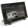 Plaque funéraire personnalisable avec camping-car et texte en gravure inaltérable sur granit (2)