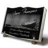 Plaque funéraire livre en granit avec barque de pêcheur et textes à personnaliser (2)
