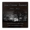 Plaque columbarium en granit à coller avec gravure texte et coucher de soleil sur forêt (2)