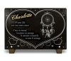 Plaque funéraire coeur et Attrape-rêves avec texte doré. Gravure sur granit à personnaliser (2)
