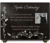 Plaque funéraire thème coiffure avec texte et décor floral, papillon en granit gravé personnalisable (2)