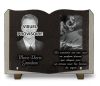 Plaque funéraire jardinier forme livre en granit avec photo du défunt à personnaliser (2)