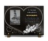 Plaque tombale avec puits de mine mineur, coeur, fleurs et texte doré; graves sur granit personnalisable (2)