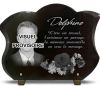 Plaque mortuaire en granit forme galbée avec photo défunt et bouquets de fleurs à personnaliser (2)