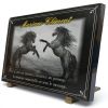 Plaque tombale en granit avec chevaux en gravure d'art, bordure et dorure personnalisable (2)